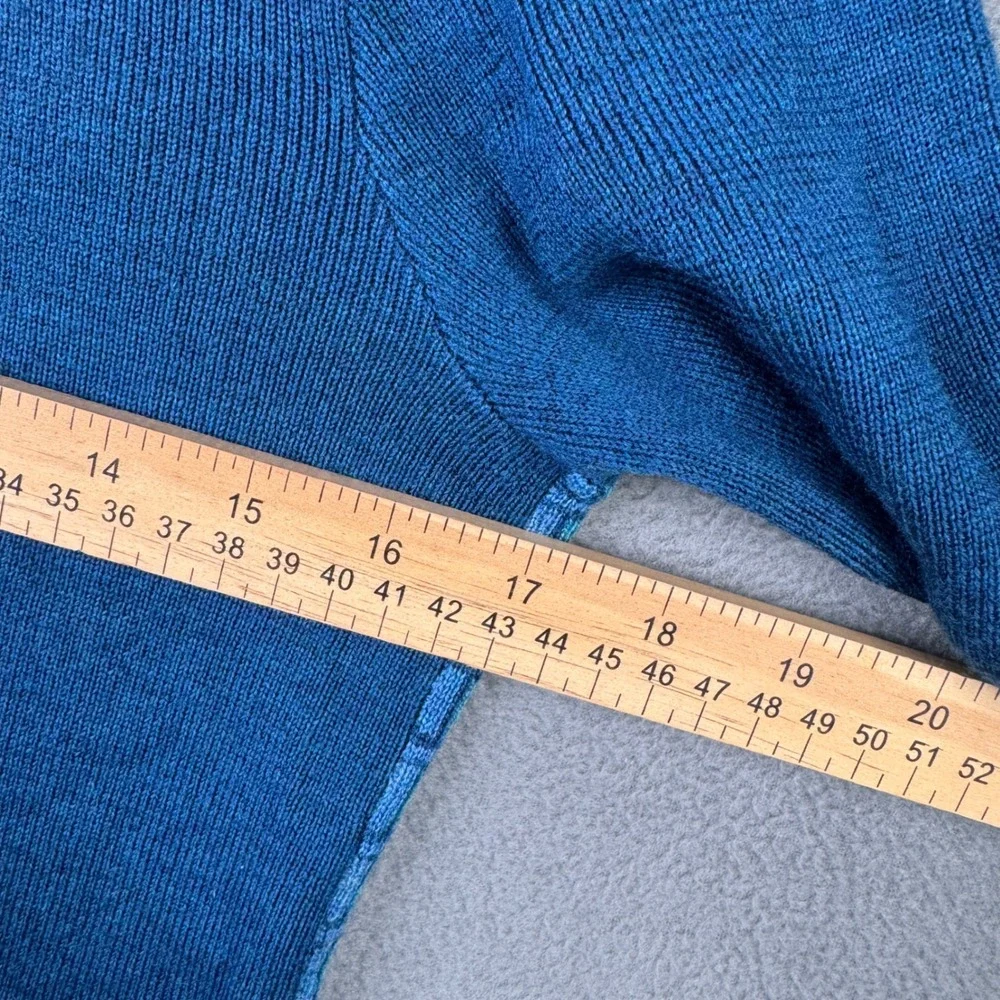 Tory Burch Walda Scarab Blue 100%‎ Merino Wool Cardigan Sweater Beetle Buttons S
